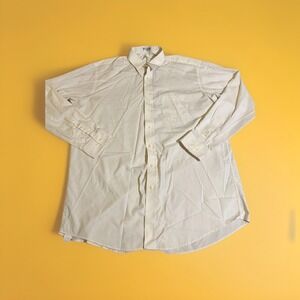 Gino Fabbrini Long Sleeve Button Up Dress Shirt Ivory‎ Men's Size 17.5 Tall Top